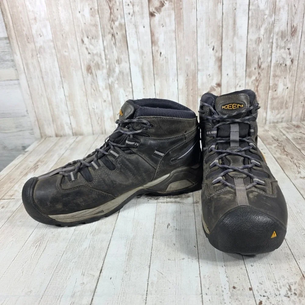KEEN Utility Men Waterproof Steel Toe Work Boots‎ Grey Size 10D